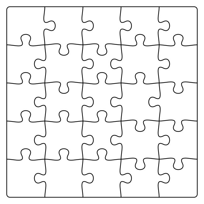Square 25 Piece Jigsaw Puzzle Outline Vector