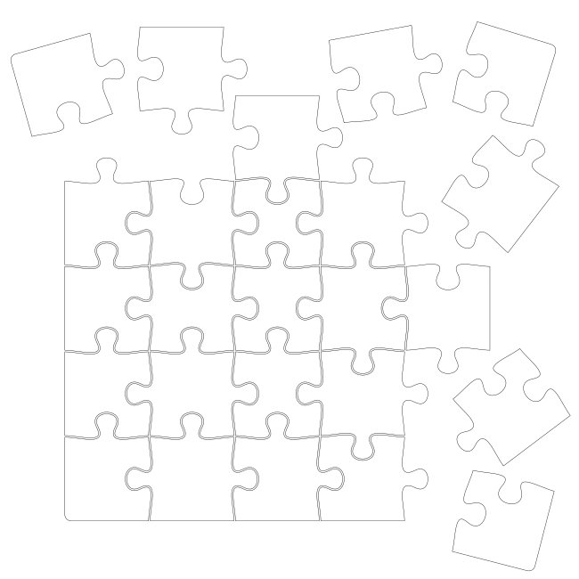 Scattered Pieces 5x5 Vector Puzzle Svg