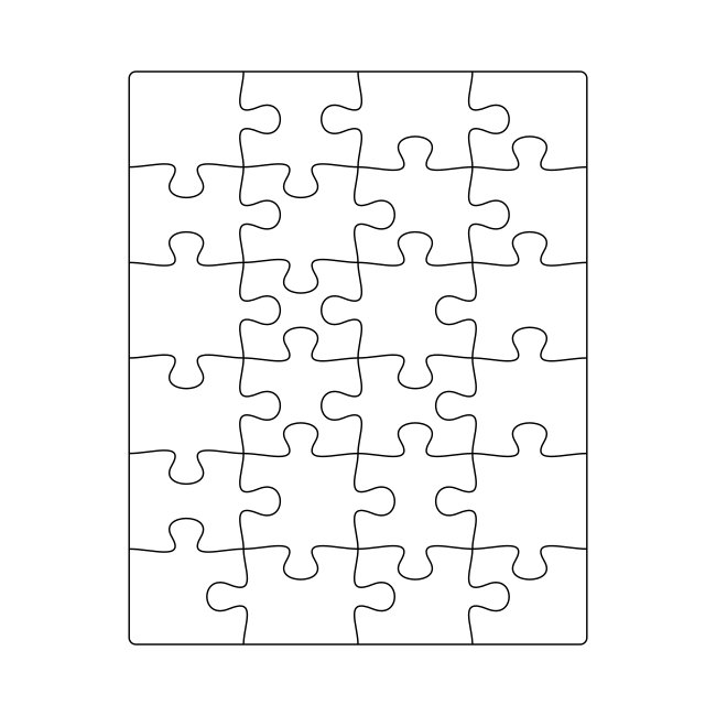24 Piece 4x6 Vertical 8x10 Inch Jigsaw Vector Outline Puzzle 203x254mm