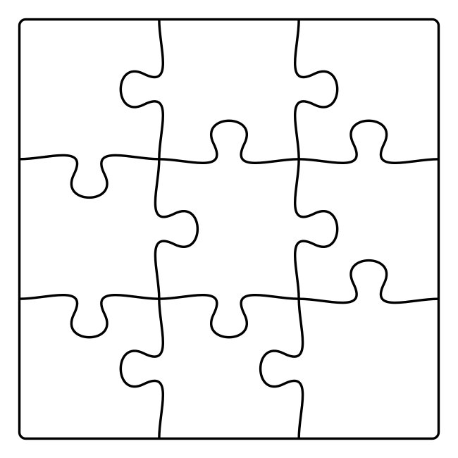 Vector 3x3 Jigsaw Puzzle 9 Piece Outline Svg