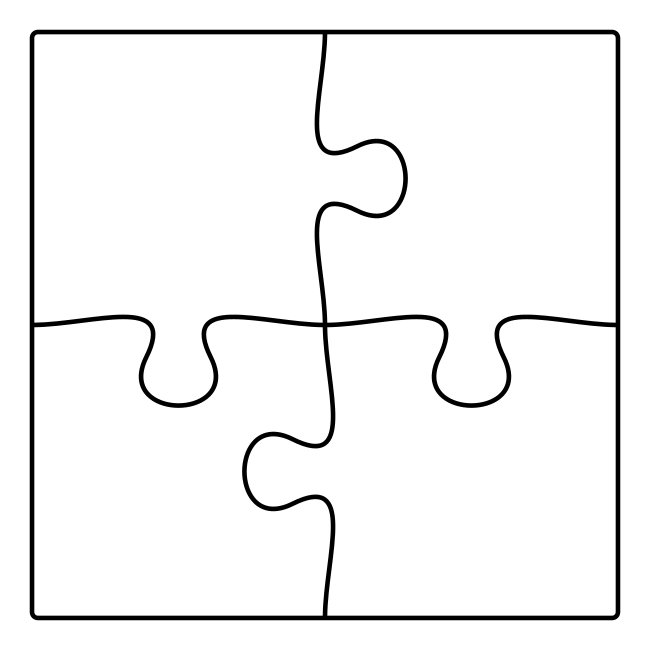 Jigsaw 2x2 Puzzle 4 Piece Svg Outline
