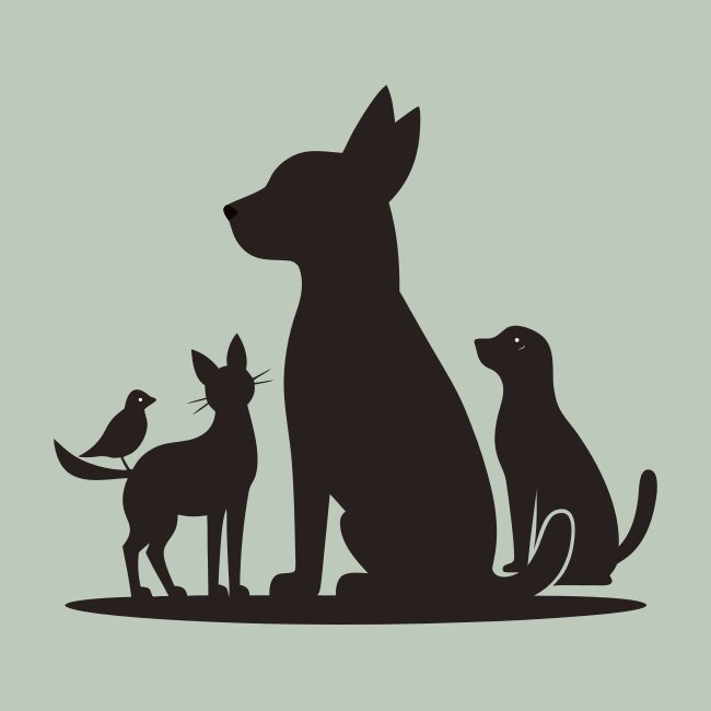 Minimal Modern Silhouette Pets Vector