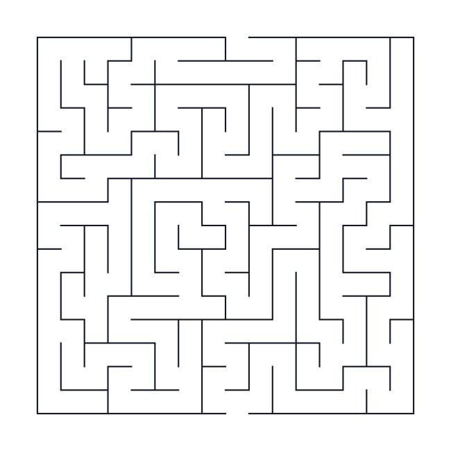 Square Maze 16x16 Labyrinth Vector Outline Print Template