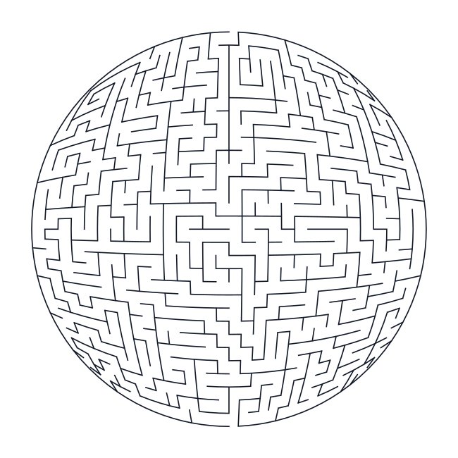 Complex Vector Sphere Labyrinth Maze Template In Svg Format