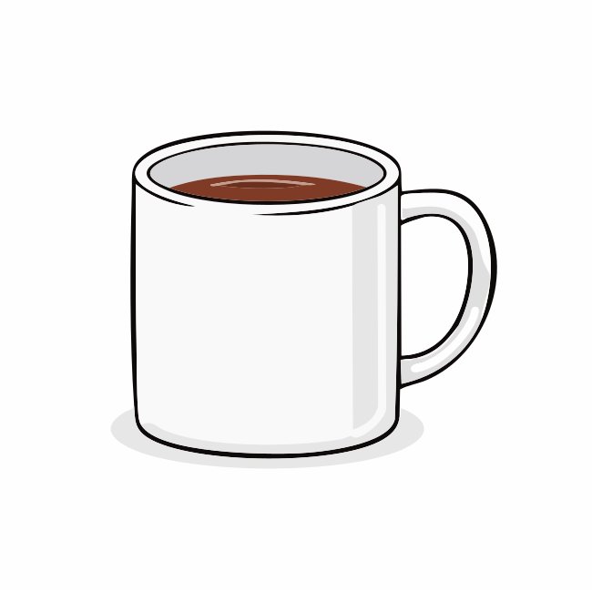 Cartoon White Glossy Ceramic Blank Mug Vector Svg Mockup