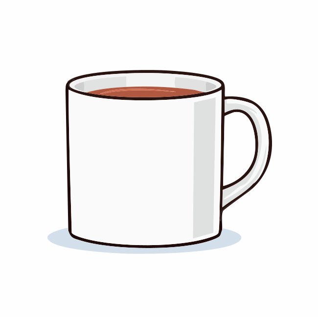 Hand Drawn White Glossy Ceramic Blank Mug Vector Svg