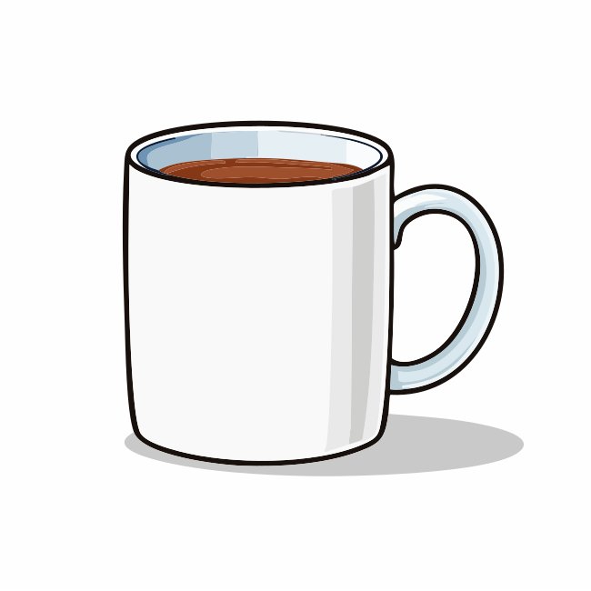 Sketch Drawing White Glossy Ceramic Blank Mug Vector Svg