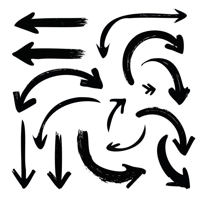 Sketch Hand Drawn Grunge Arrows Vector Set