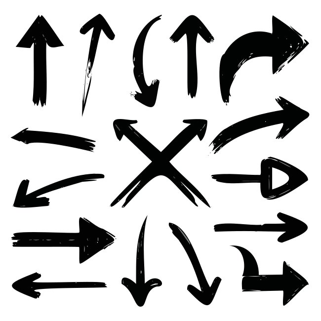Svg Hand Drawn Grunge Arrows Vector Set