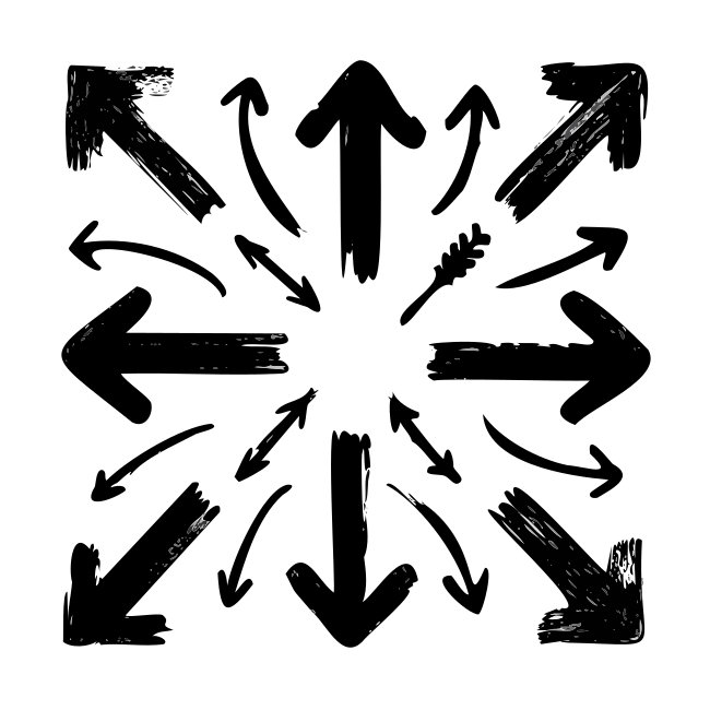 Vector Hand Drawn Grunge Arrows Vector Icon Svg Set