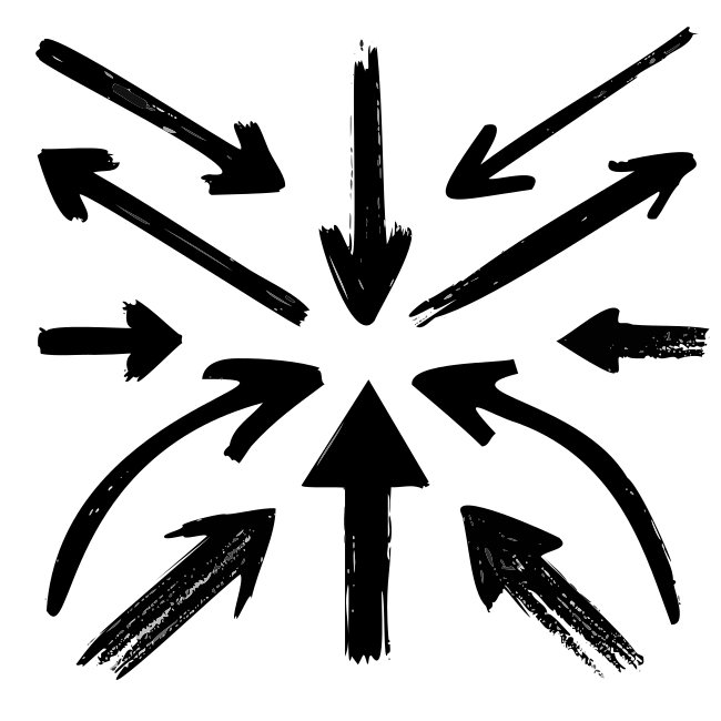 Vector Hand Drawn Grunge Arrows Vector Set