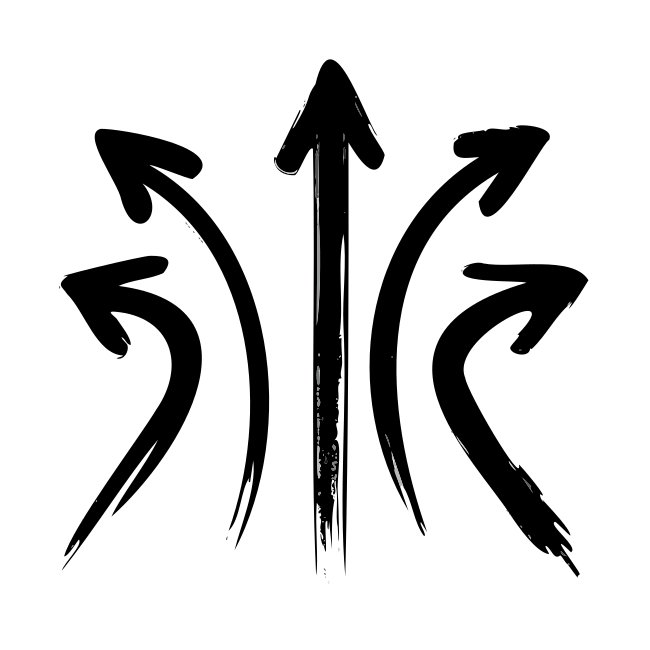 White Sketch Ink Hand Drawn Grunge Arrows Vector Icon SVG Set Curved