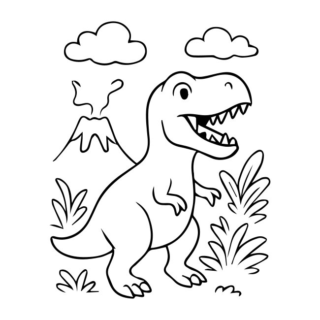 Dinosaur Vector Svg Coloring Book Illustration