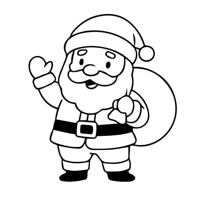 Happy Santa Waving Vector Illustration Outline For Coloring Book