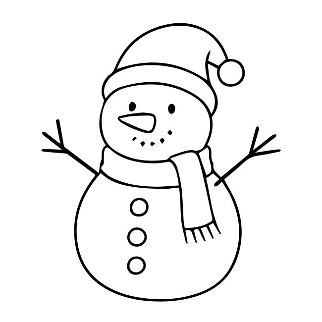 Snowman Vector Illustration Outline Coloring Book Style