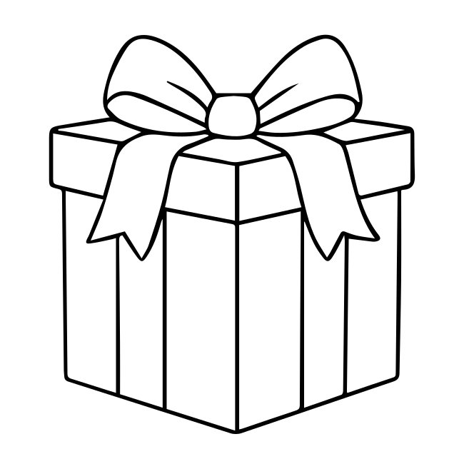 Vector Outline Gift Box Coloring Book Style
