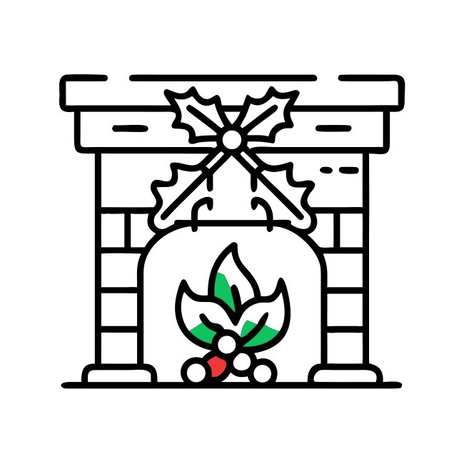 Mistletoe Hanging Above Fireplace