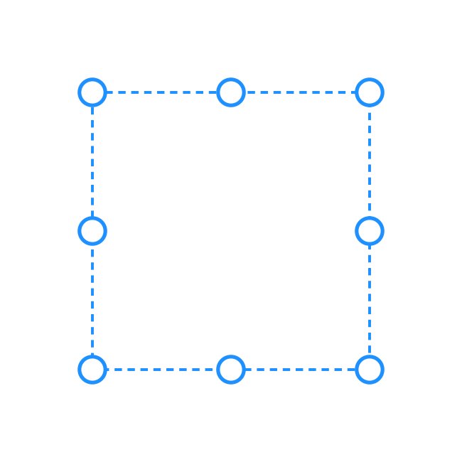 Illustrator Selection Box Large Circle Handles Dashed Blue