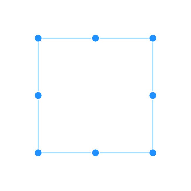 Square Vector Selection Box Large Circle Handles Solid Blue