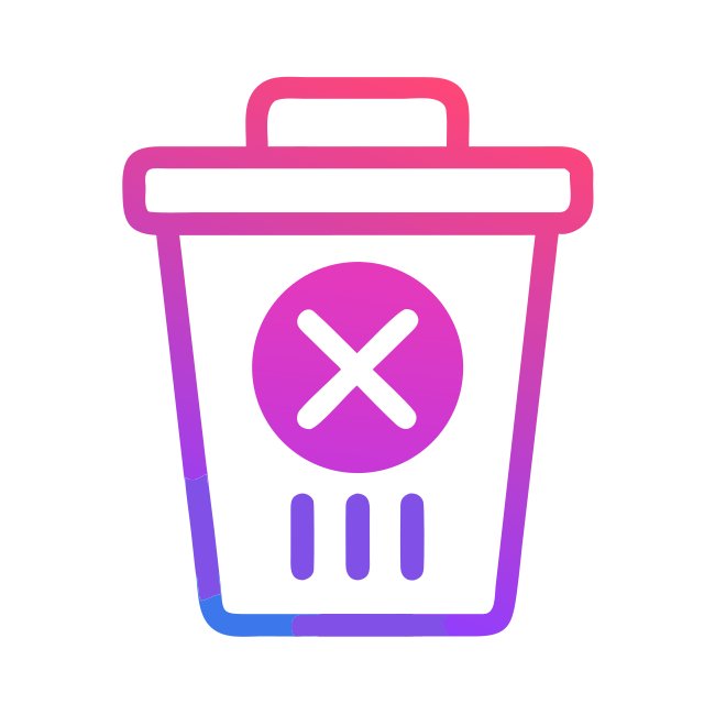 Modern Trash Bin With Cross Svg Icon Style