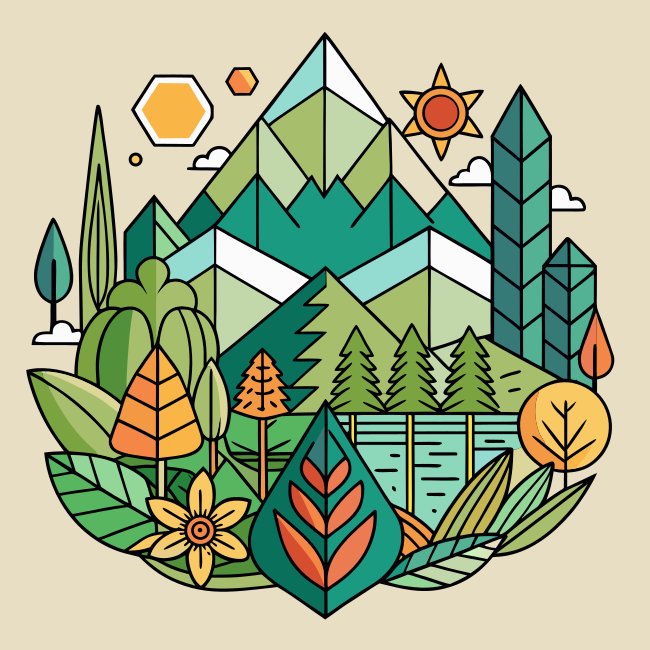 Mountain Scene Colorful Svg
