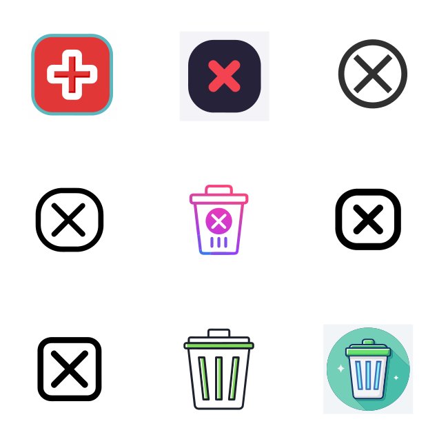 Vector Delete Icons UI Pack SVG Set