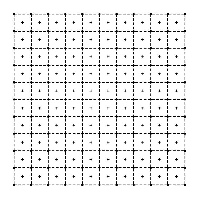 10x10 Dashed Lines Dot Intersections Cross Decorations Grid