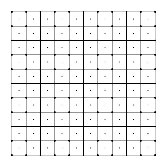 10x10 Solid Lines Dot Intersections Dot Decorations Grid