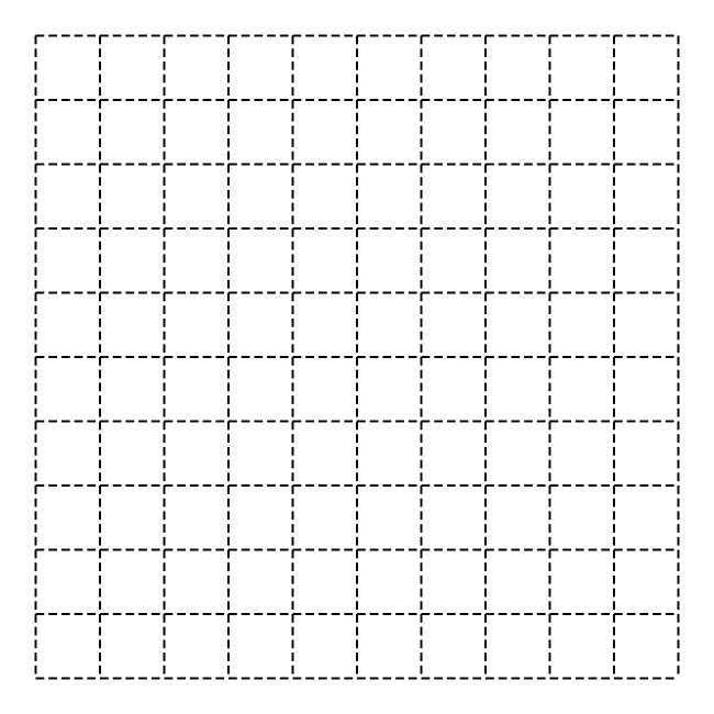 10x10 Dashed Lines Grid Bold