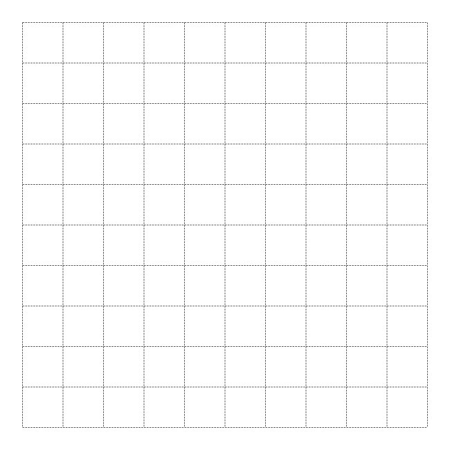 10x10 Dashed Lines Grid