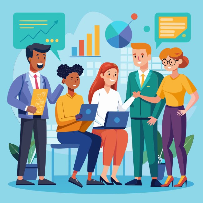 Diverse Business People Discussing Stocks SVG Vector Image