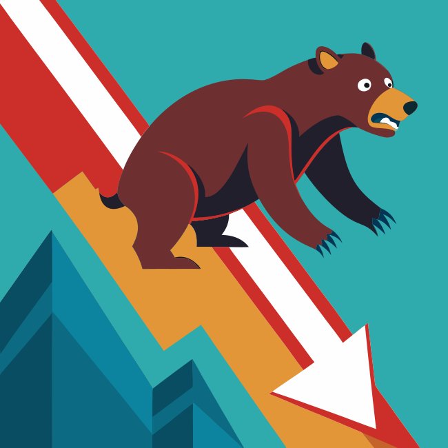 Bear Market Bear Crashing Downwards SVG Vector Illustration