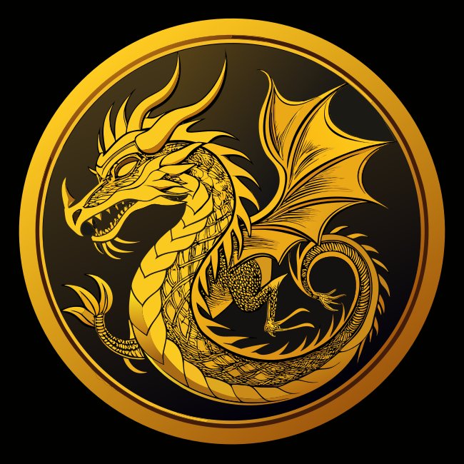 Mystical Dragon Etched On Svg Gold Coin