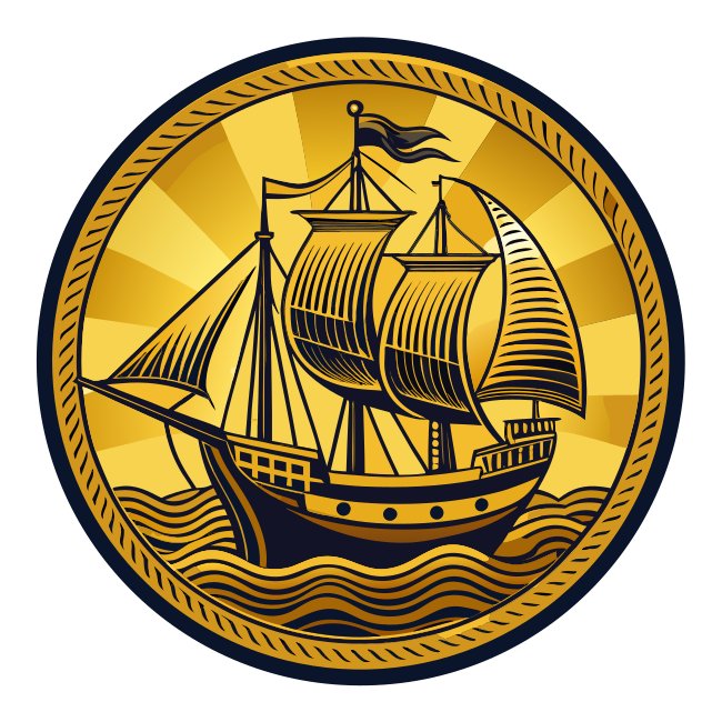 Vintage Ship Sailing On Svg Classic Gold Coin