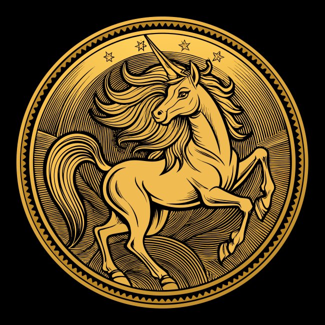 Mythical Unicorn Engraved On Svg Gold Coin