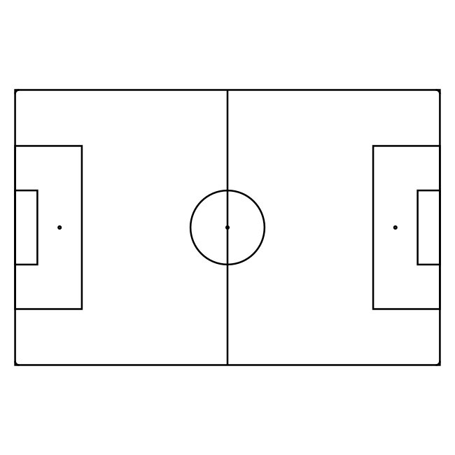 Outlined Football Soccer Field Top View Lines SVG Template