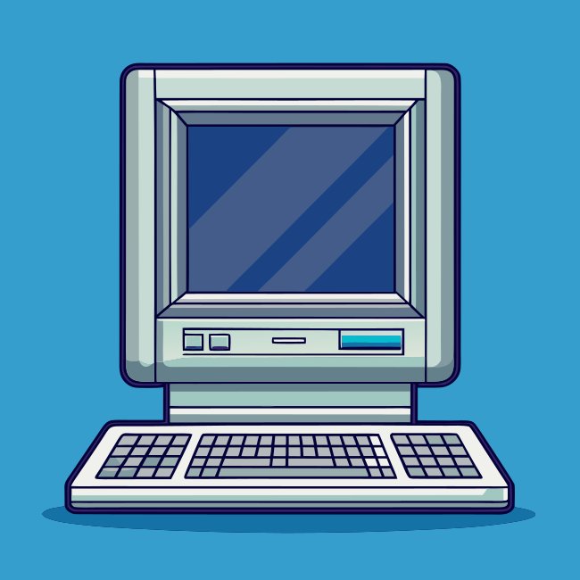 Retro Computer And Keyboard Svg Vector