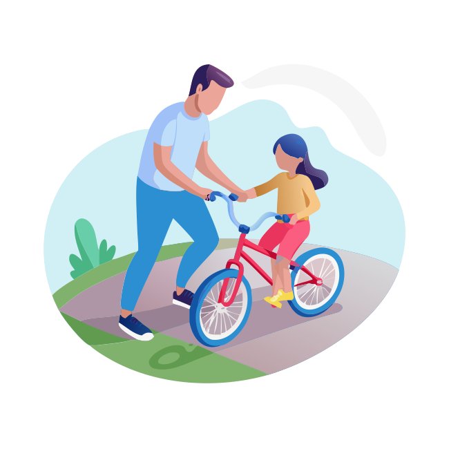 Dad Teaching Daughter Bicycle Ride SVG