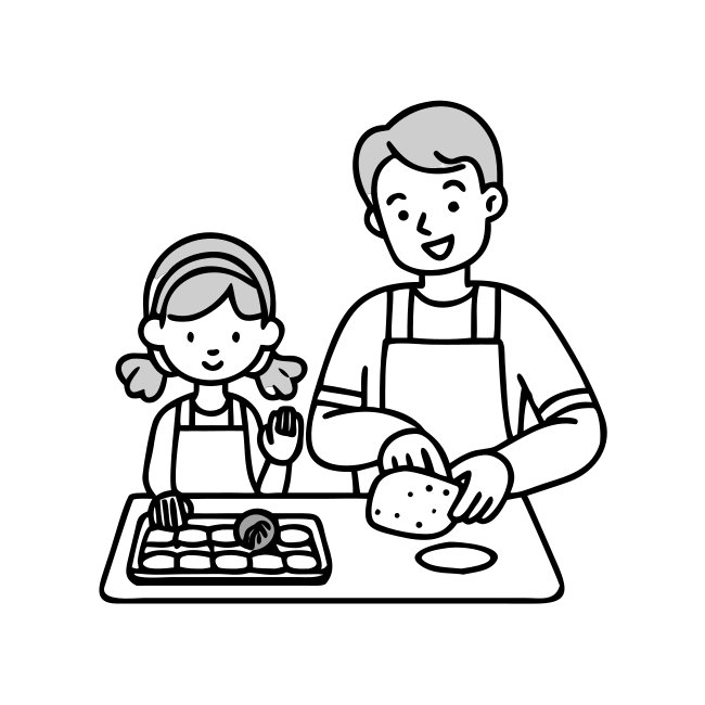 Girl And Dad Baking Cookies SVG