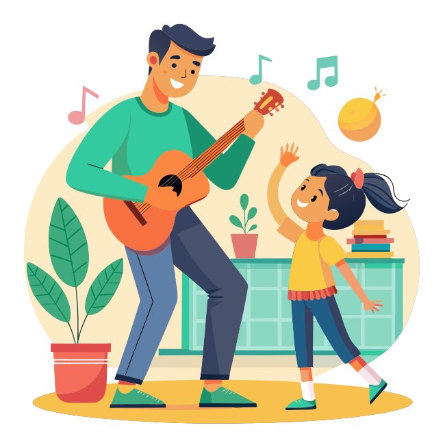Father Playing Guitar Daughter Dancing SVG