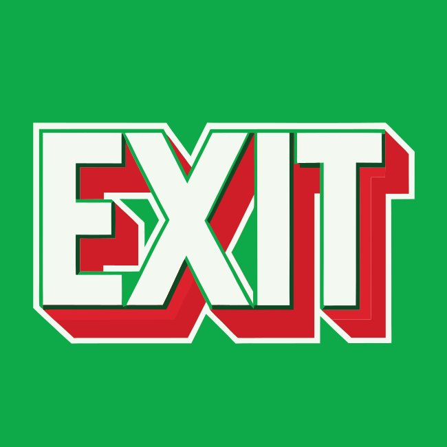 Classic Exit Sign With Bold White Text On Green