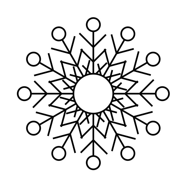 Snowflake With Circles SVG Vector Template
