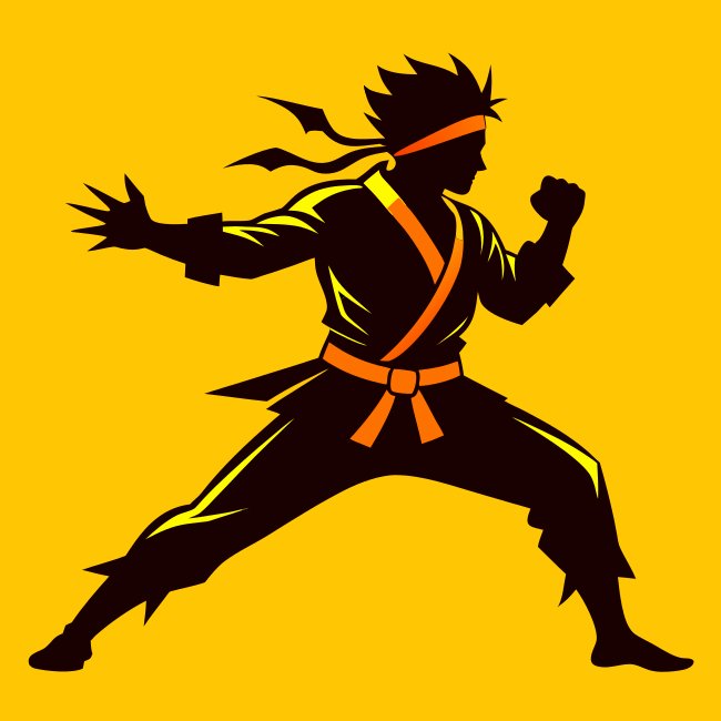 Yellow Martial Arts Silhouette Vector Svg