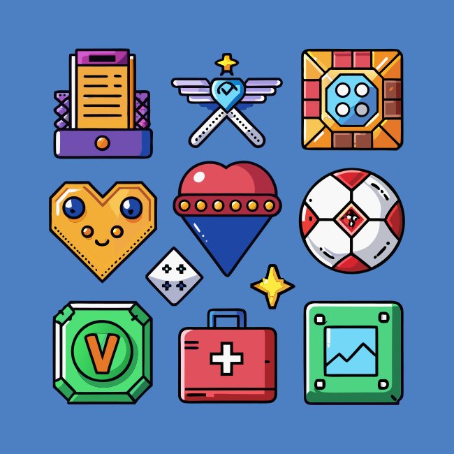 8 Bit Game Icons Set Vector Svg