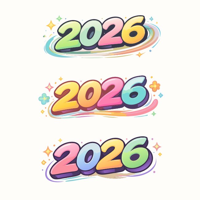 2026 Rounded Outline Number SVG
