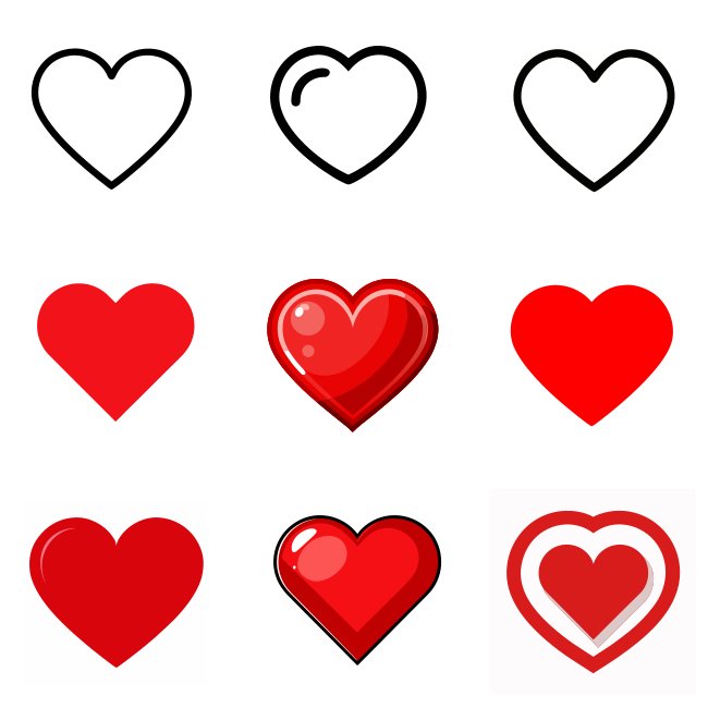 9 Vector SVG Heart Shapes Collection