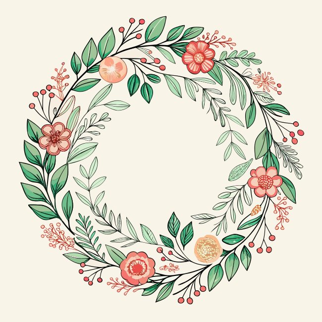 Colorful Floral Wreath Vector Svg