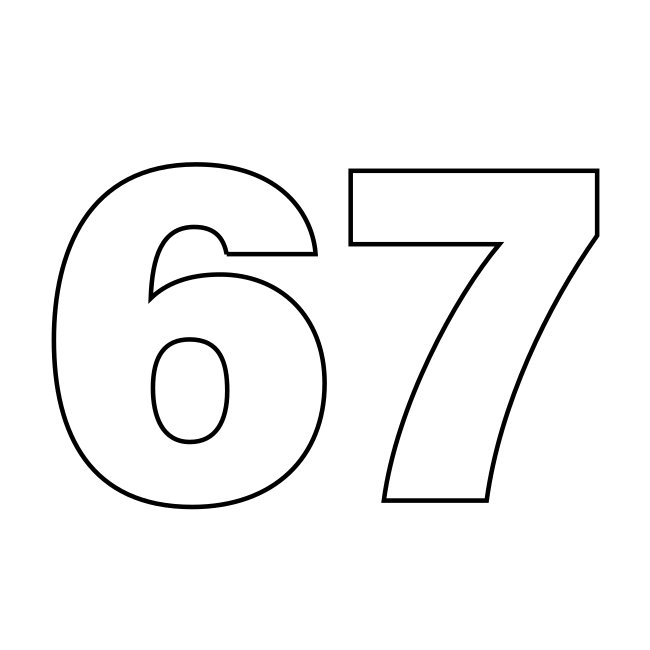 67 Numbers Outline Coloring Page SVG Template