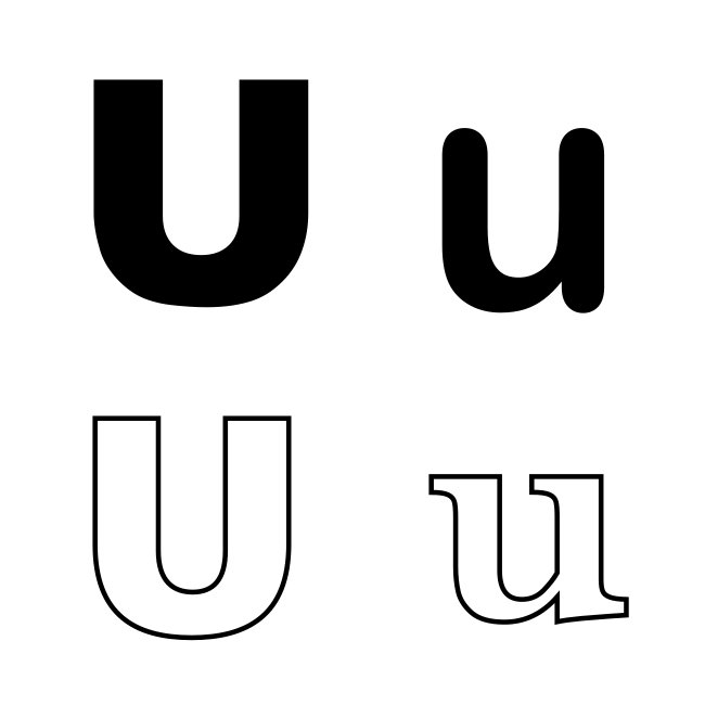 Letter U Variants SVG Vector Template