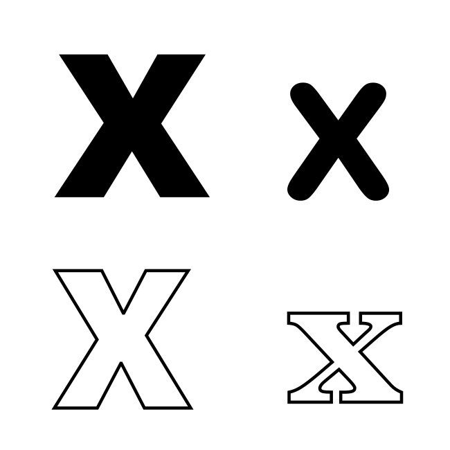 Letter X Variants SVG Vector Template